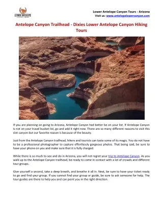 Antelope Canyon Trailhead - Dixies Lower Antelope Canyon Hiking Tours