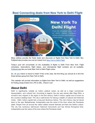 New York to Delhi Flight