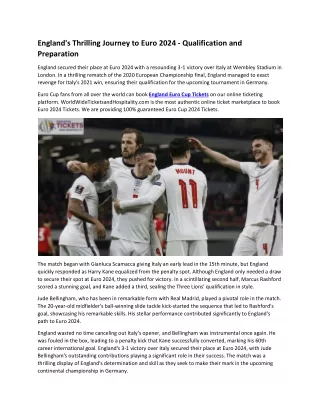 8F-England's Thrilling Journey to Euro 2024 - Qualification and Preparation