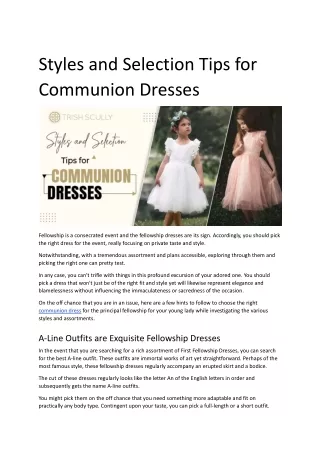 Styles and Selection Tips for Communion Dresses.docx