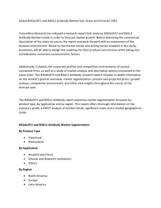 B3GALNT2 and B3GL2 Antibody Market