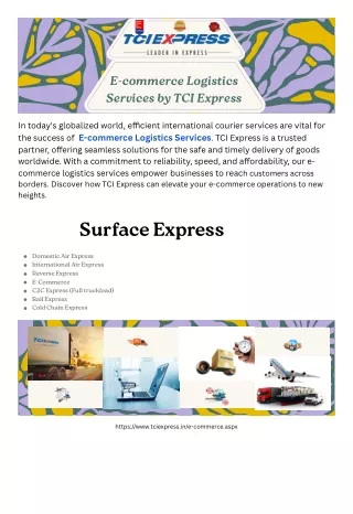 E-commerce Logistics Services by TCI Express