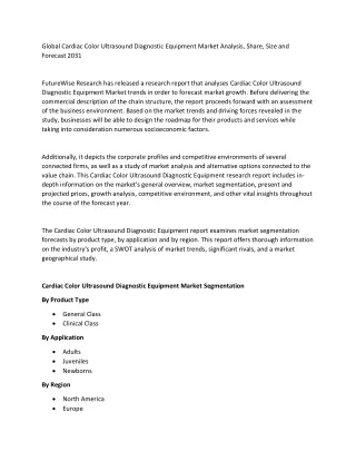 Cardiac Color Ultrasound Diagnostic Equipment Market