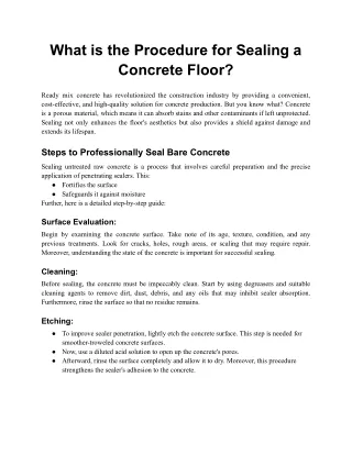 What is the Procedure for Sealing a Concrete Floor