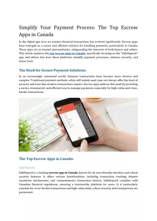 Simplify Your Payment Process_ The Top Escrow Apps in Canada