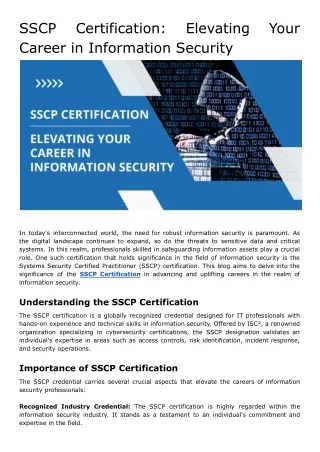 SSCP Certification: Elevating Your Career in Information Security