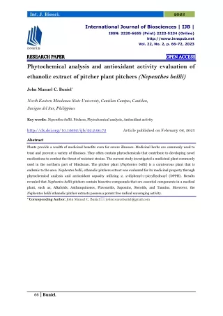 Phytochemical analysis and antioxidant activity evaluation of ethanolic extract