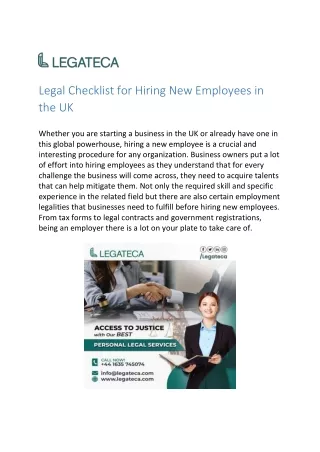 Legal Checklist for Hiring New Employees in the UK