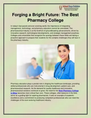 Best Pharmacy College in Bihar