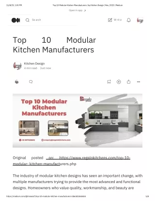 Top 10 Modular Kitchen Manufacturers