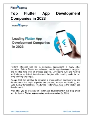 Top 5 Flutter App Development Companies in 2023