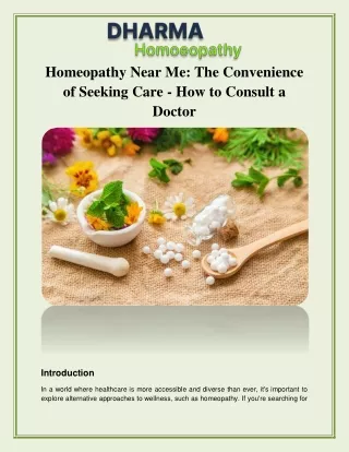 Homeopathy Near Me The Convenience of Seeking Care - How to Consult a Doctor