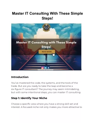 Master IT Consulting With These Simple Steps