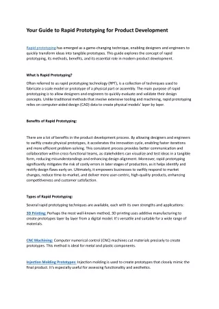 Your Guide to Rapid Prototyping for Product Development - HLH Rapid