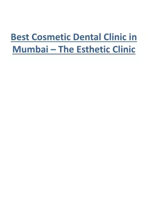 Best Cosmetic Dental Clinic in Mumbai – The Esthetic Clinic