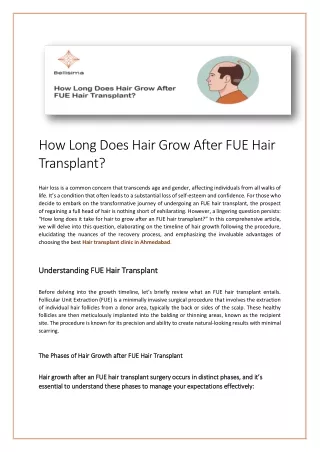 How Long Does Hair Grow After FUE Hair Transplant