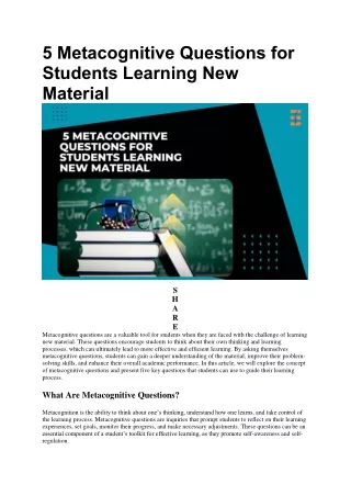 5 Effective Metacognitive Questions For Students | Future Education Magazine