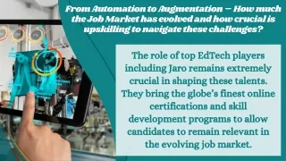 From Automation to Augmentation – How much the Job Market has evolved and how crucial is upskilling to navigate these ch