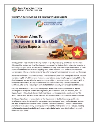 1-Vietnam Aims To Achieve 3 Billion USD In Spice Exports