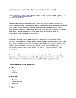 Carbetocin (Duratocin) Market