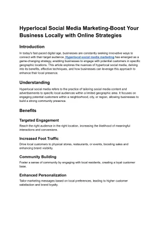 Hyperlocal Social Media Marketing-Boost Your Business Locally with Online Strategies