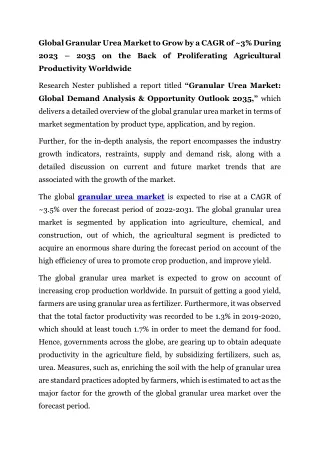 Granular Urea Market