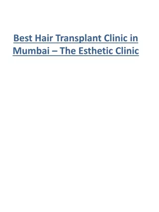 Best Hair Transplant Clinic in Mumbai – The Esthetic Clinic