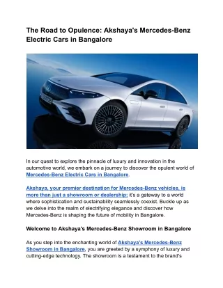 The Road to Opulence_ Akshaya's Mercedes-Benz Electric Cars in Bangalore