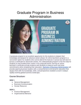 Graduate Program in Business Administration pdf.