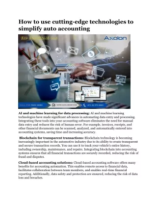 How to use cutting-edge technologies to simplify auto accounting