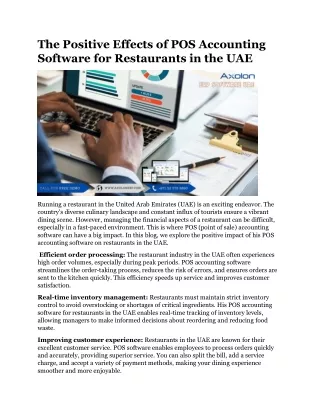 The Positive Effects of POS Accounting Software for Restaurants in the UAE