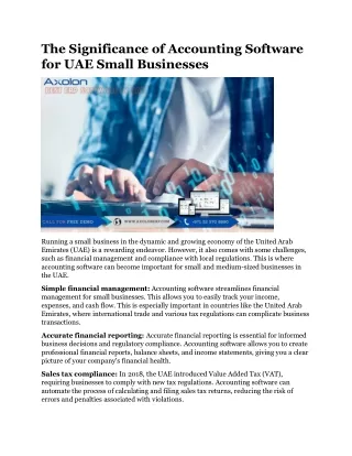 The Significance of Accounting Software for UAE Small Businesses