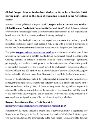 Copper Salts & Derivatives Market