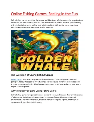 Online Fishing Games: Reeling in the Fun