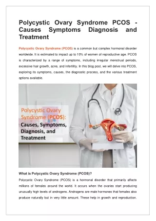 Polycystic Ovary Syndrome PCOS - Causes Symptoms Diagnosis and Treatment