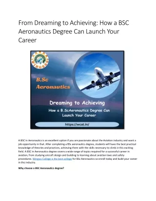 From Dreaming to Achieving How a BSC Aeronautics Degree Can Launch Your Career BLOG 2
