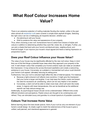 What Roof Colour Increases Home Value