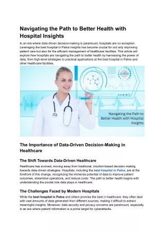 Navigating the Path to Better Health with Hospital Insights