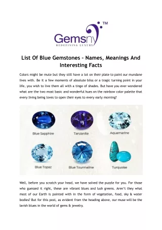 List Of Blue Gemstones – Names, Meanings And Interesting Facts