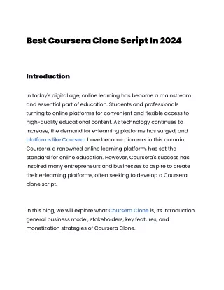 Best Coursera Clone Script In 2024