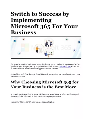 Switch to Success by Implementing Microsoft 365 For Your Business