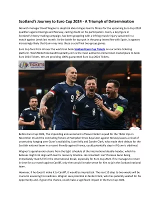 8F-Scotland's Journey to Euro Cup 2024 - A Triumph of Determination