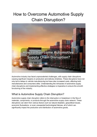 How to Overcome Automotive Supply Chain Disruption
