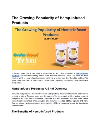 The Growing Popularity of Hemp-Infused Products