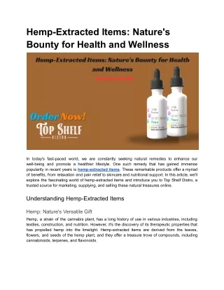 Hemp-Extracted Items_ Nature's Bounty for Health and Wellness