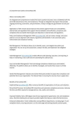 A Comprehensive Guide to ServiceNow GRC