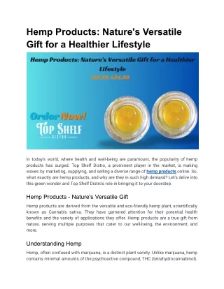 Hemp Products_ Nature's Versatile Gift for a Healthier Lifestyle