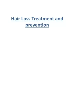 Hair Loss Treatment and prevention