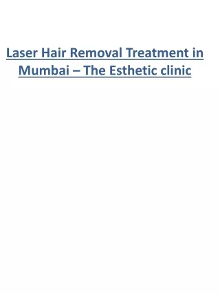 Laser Hair Removal Treatment in Mumbai – The Esthetic clinic