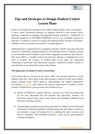 Tips and Strategies to Design Student-Centric Lesson Plans